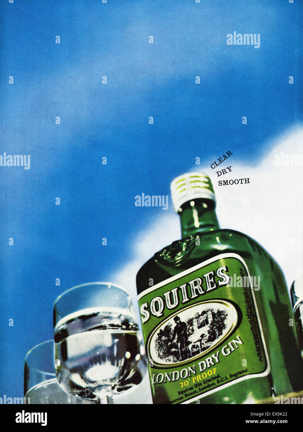 Anni sessanta annuncio circa 1964 magazine annuncio pubblicitario per Squires London dry gin Foto Stock
