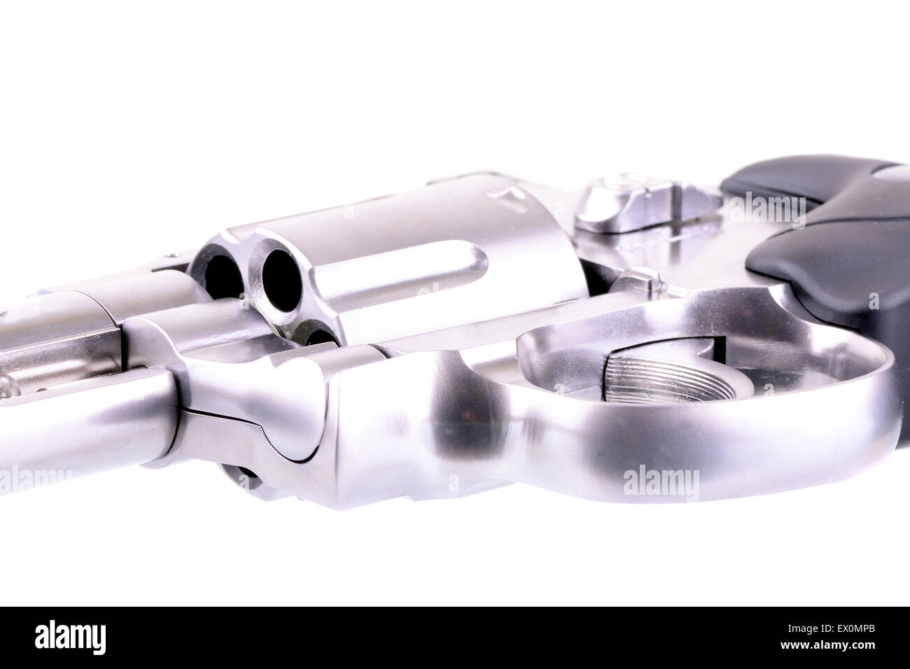 Ripresa macro di un inossidabile steele revolver Foto Stock