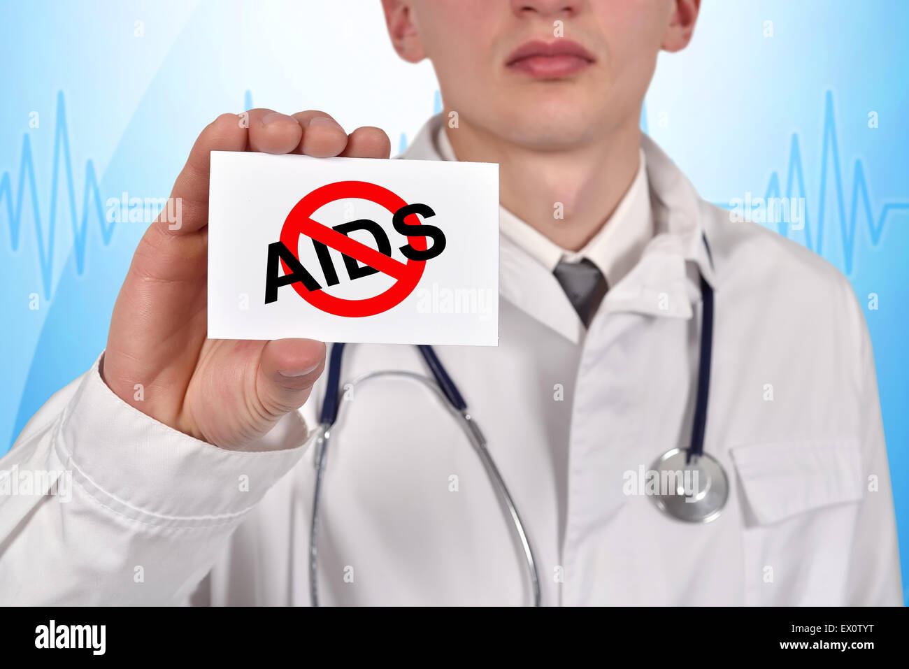 Medico azienda biglietto da visita con stop aids simbolo Foto Stock
