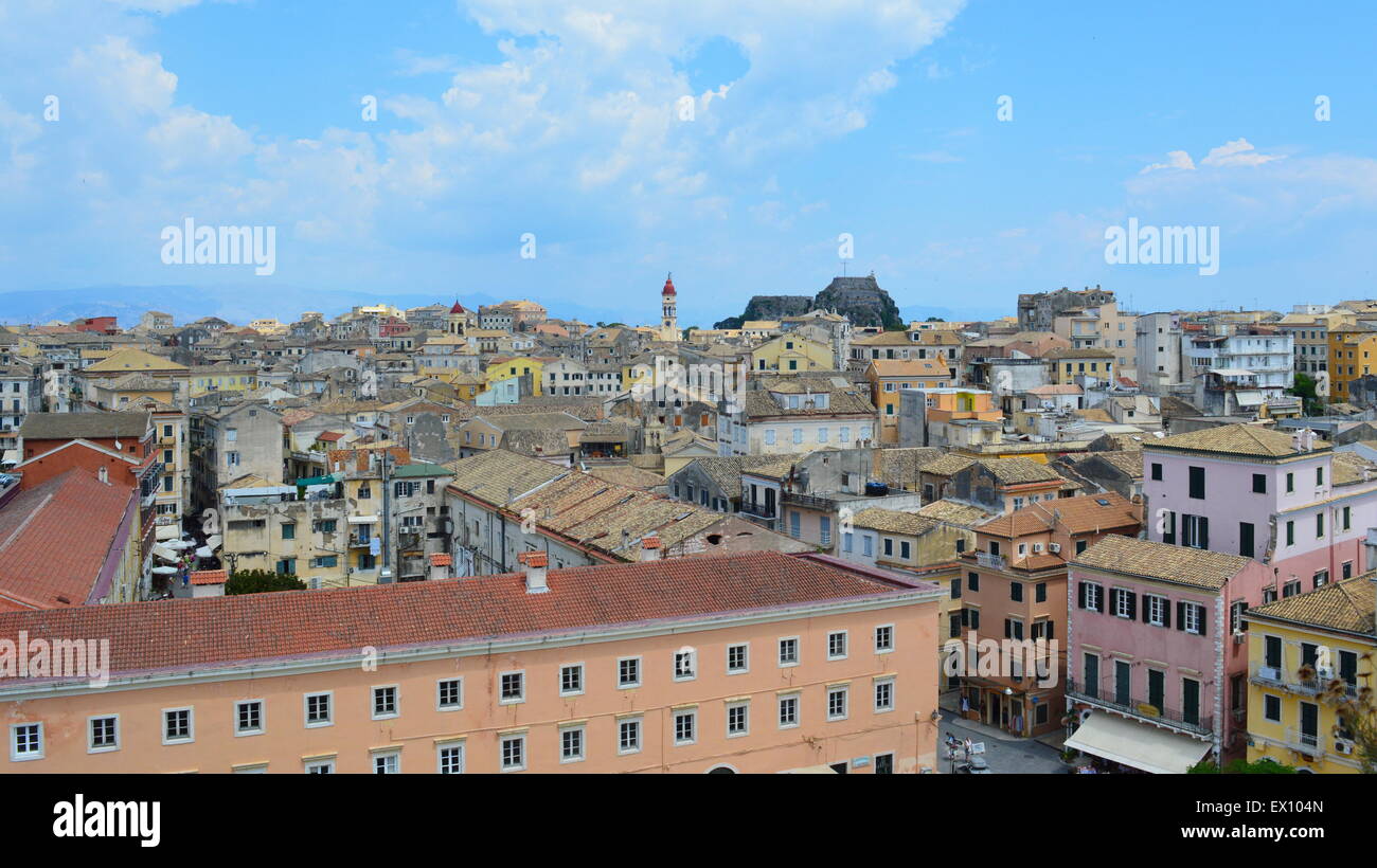 Vista a Corfu Corfu città in Grecia Foto Stock