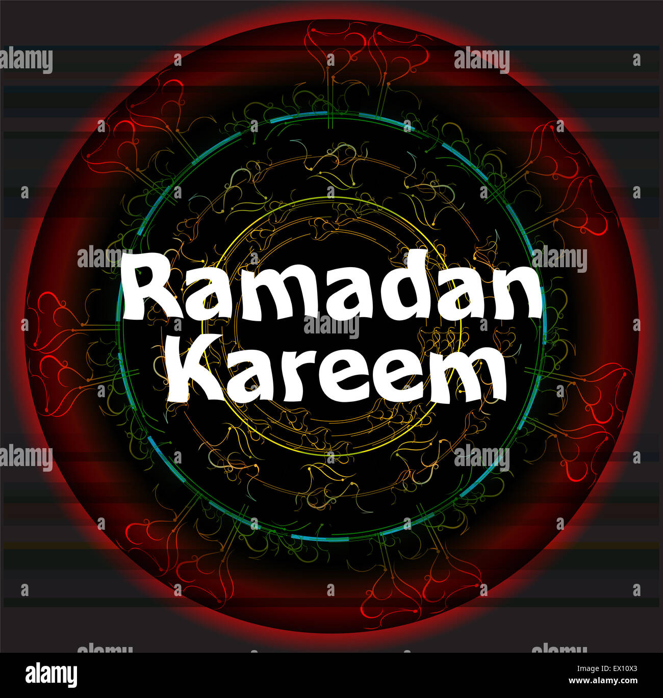 Saluto islamico il testo arabo per il mese sacro del Ramadan Kareem Foto Stock