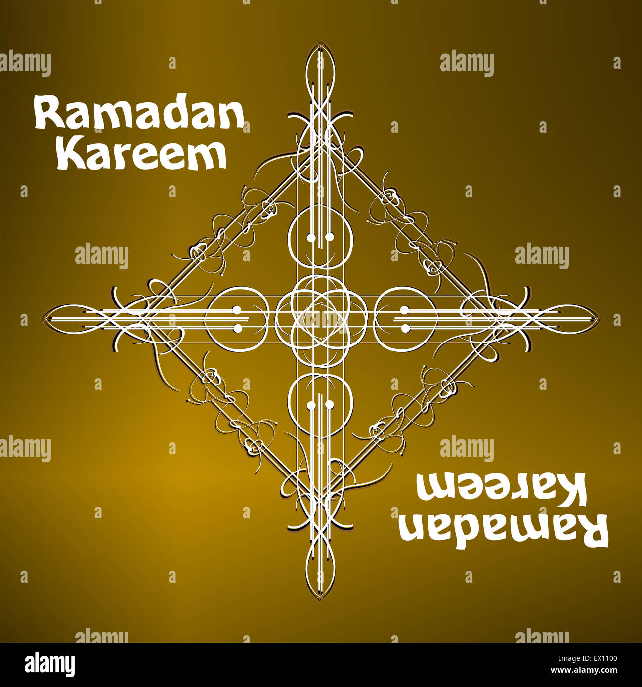 Il Ramadan Kareem gold lettering stella luna nuova, mockup islamica della scheda Messaggi di saluto Foto Stock