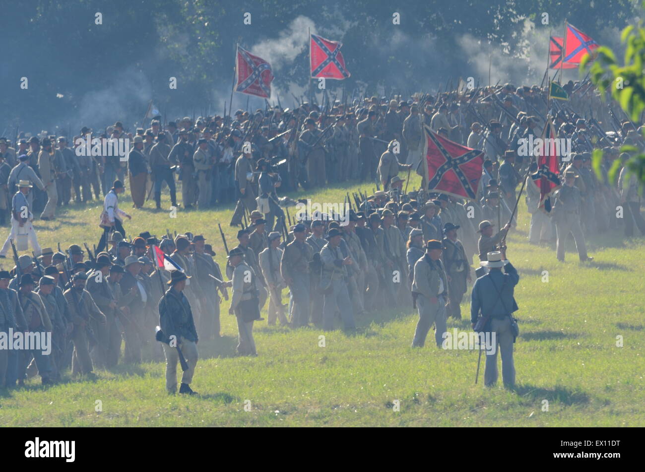 La guerra civile rievocazione sud confederato soldato Gettysburg Foto Stock