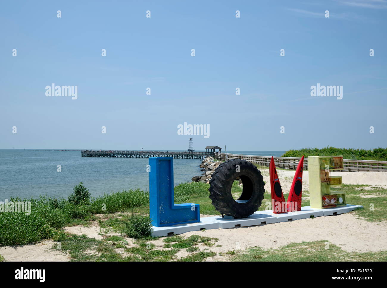 Questa opera d'amore, uno degli oltre 275 nel commonwealth, riflette l'atmosfera marina di Cape Charles, Virginia USA. Foto Stock