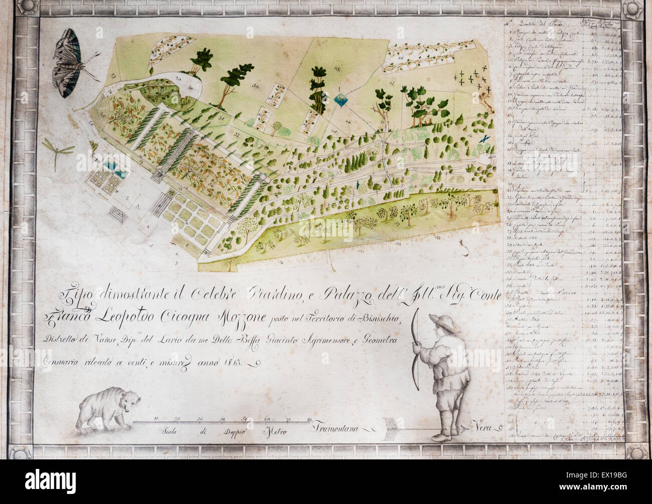 Villa Cicogna Mozzoni, Bisuschio, Lombardia, Italia settentrionale. La 16c station wagon mappa Foto Stock