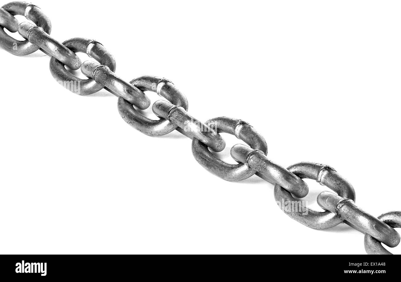 Catena di metallo isolato su bianco Foto Stock