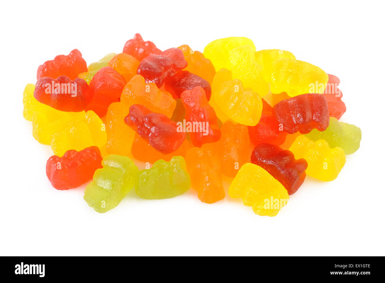 Gummy bears isolato su bianco Foto Stock