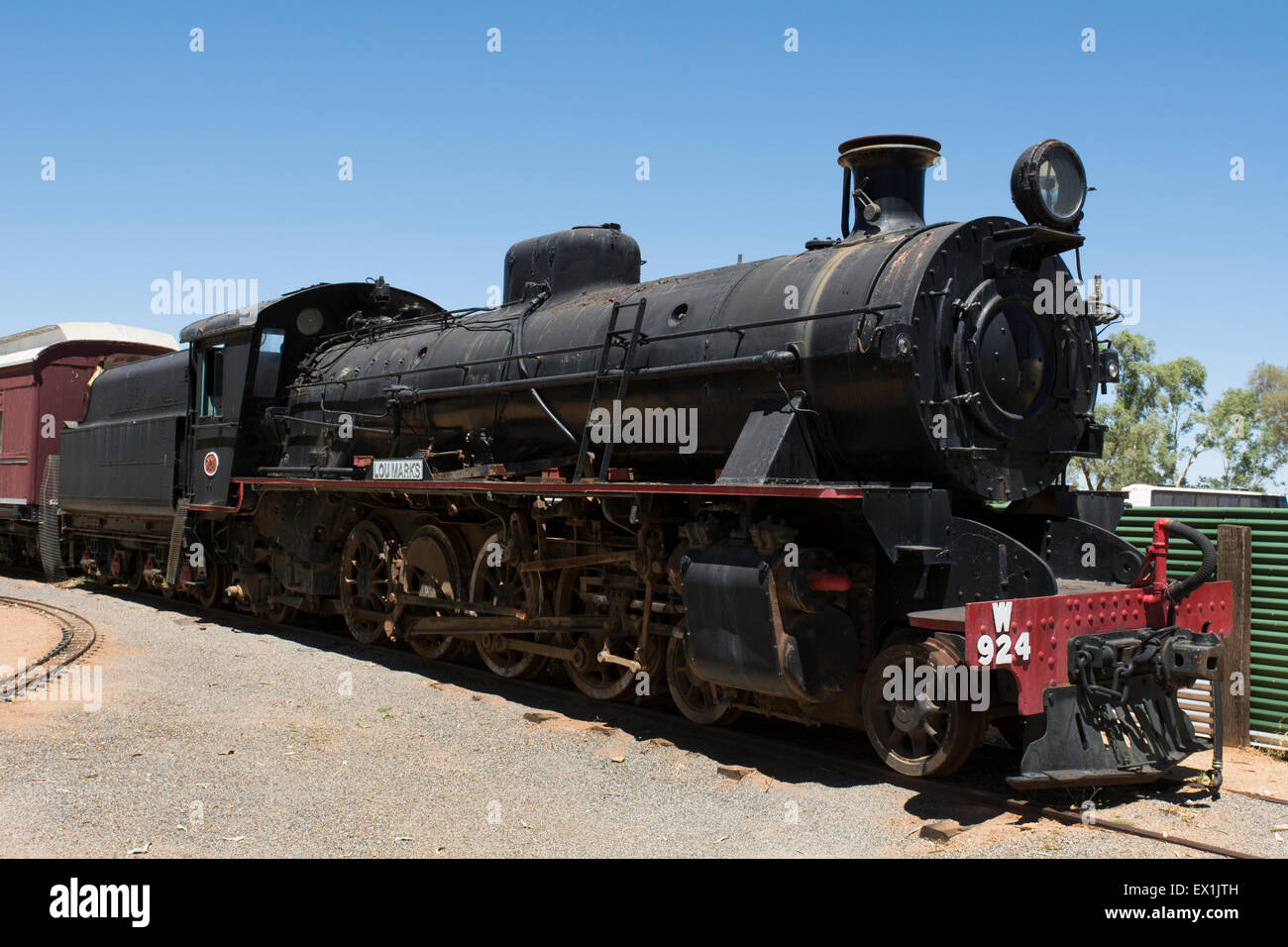 Australia, NT, Alice Springs. Vecchio treno Ghan Railway Museum. Vintage treno motore. Foto Stock