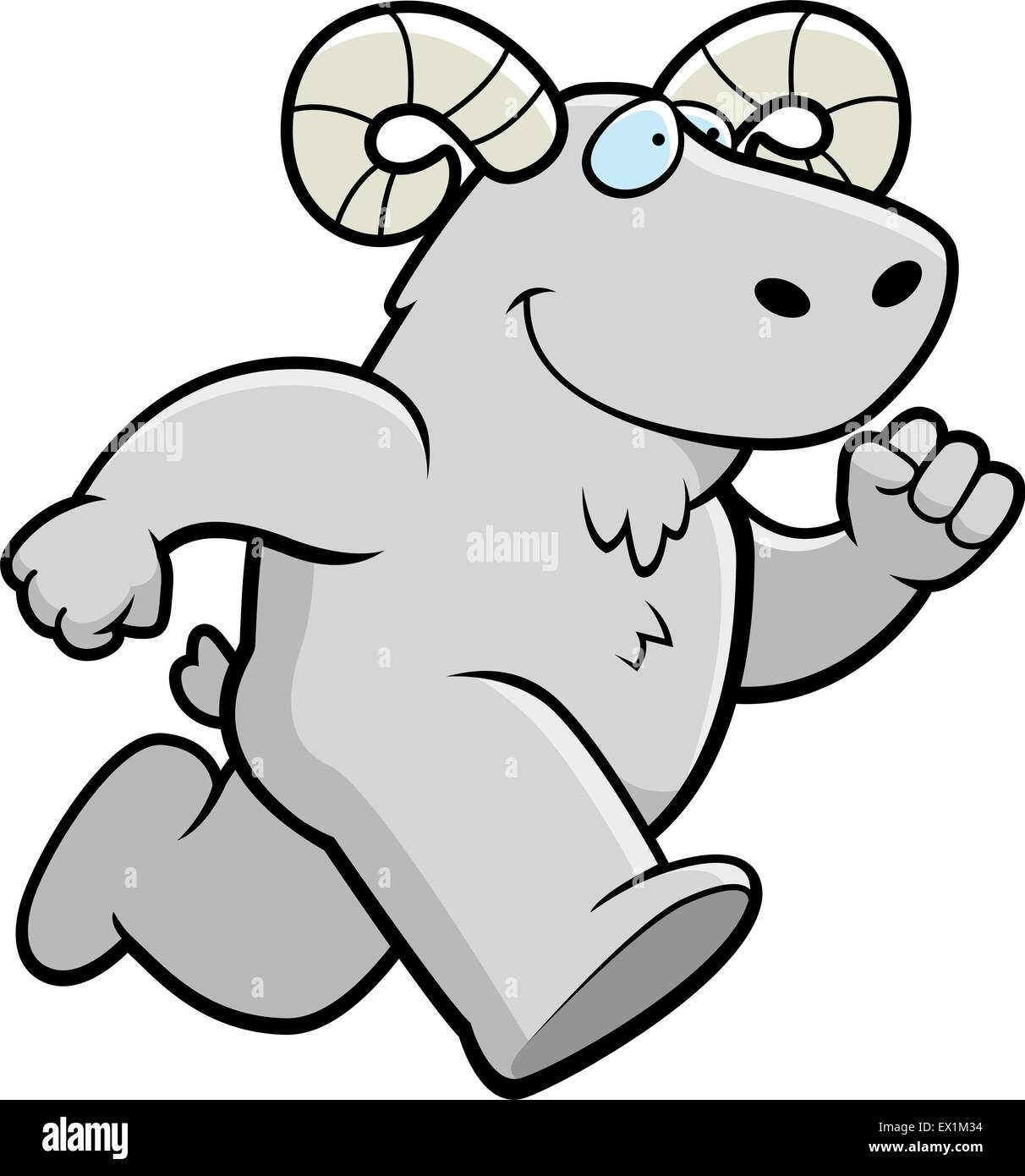 Un felice cartoon di ram in esecuzione e sorridente. Illustrazione Vettoriale