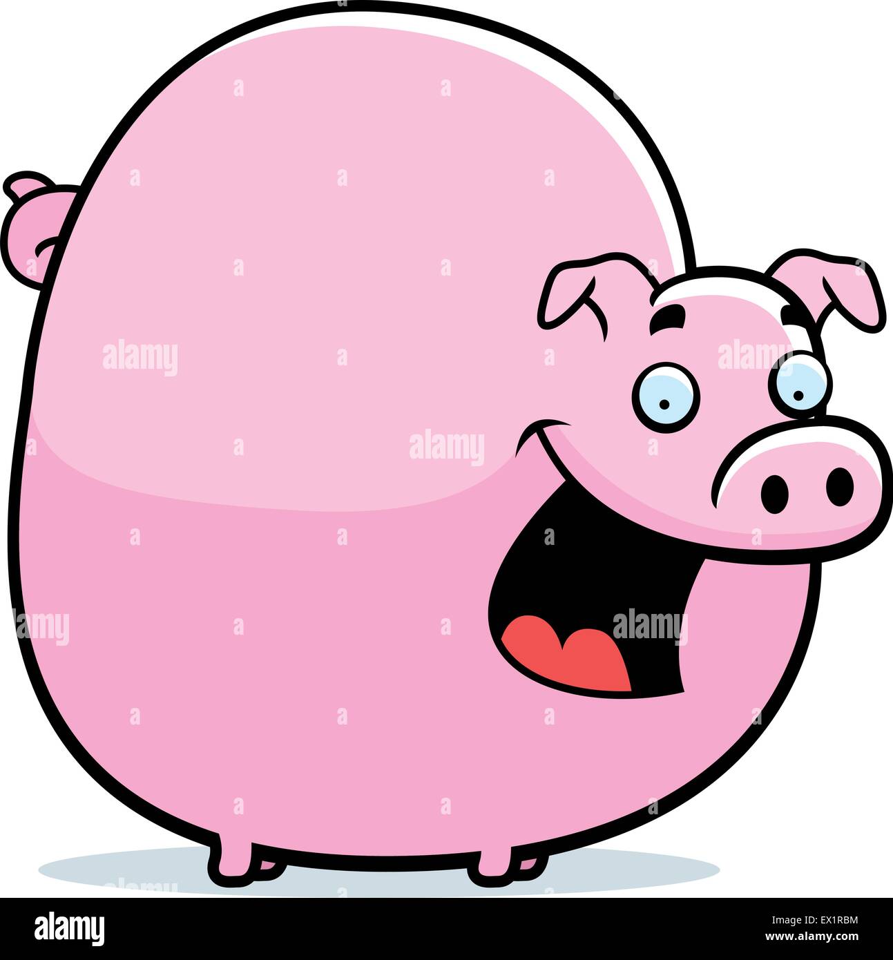 Un felice cartoon permanente di maiale e sorridente. Illustrazione Vettoriale