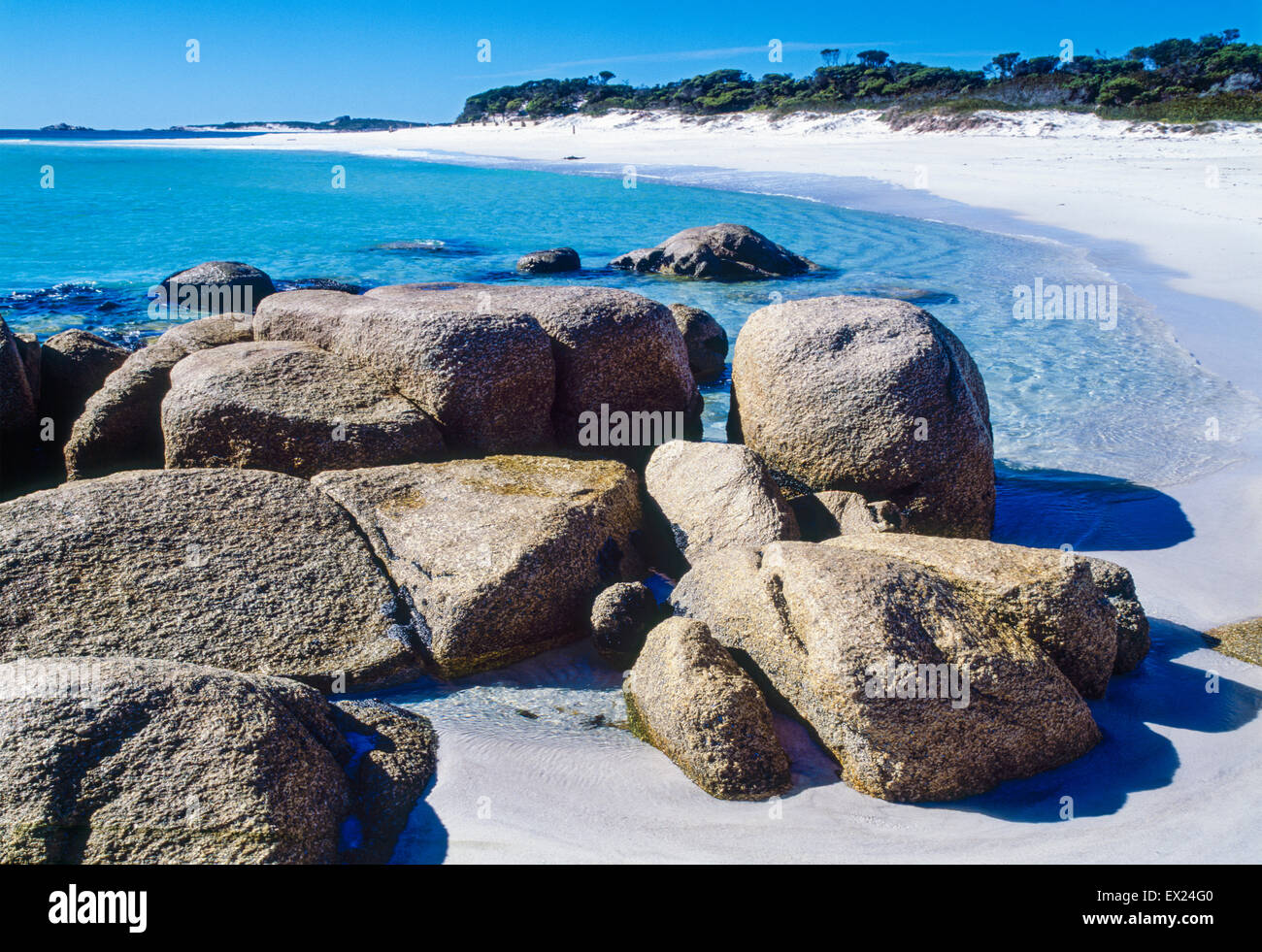 La sabbia bianca e mare blu del Monte Guglielmo Parco Nazionale in Tasmania Australia Foto Stock