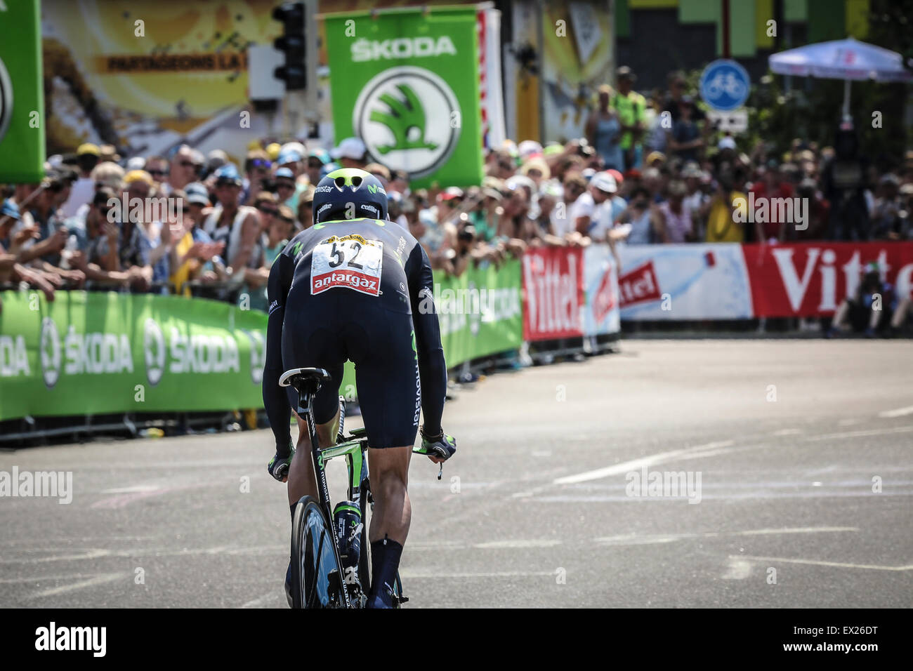 Utrecht, Paesi Bassi. 4 Luglio, 2015. Tour de France Time Trial Stage, VINCITORE GOMEZ ANACONA, Il Team Movistar Credito: Jan de Wild/Alamy Live News Foto Stock