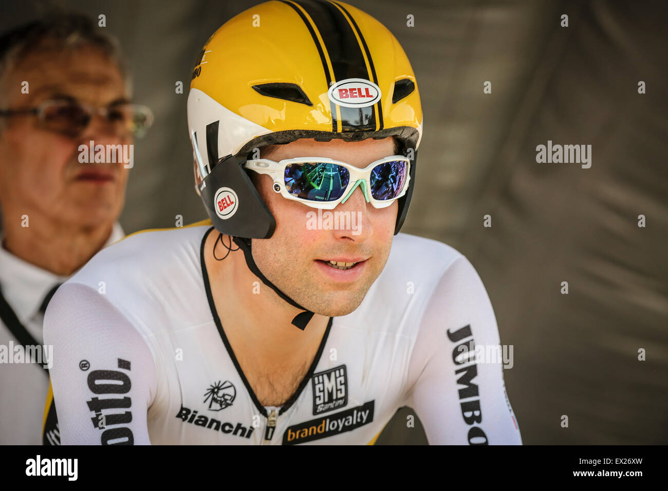 Utrecht, Paesi Bassi. 4 Luglio, 2015. Tour de France Time Trial Stage, THOMAS LEEZER, Team Lotto Jumbo Credito: Jan de Wild/Alamy Live News Foto Stock