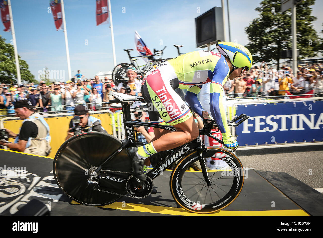 Utrecht, Paesi Bassi. 4 Luglio, 2015. Tour de France Time Trial Stage, PETER SAGAN, Team Tinkoff Saxo Credito: Jan de Wild/Alamy Live News Foto Stock