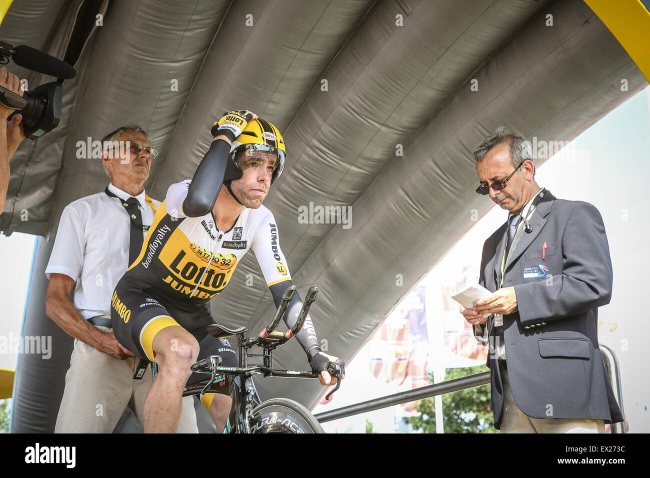 Utrecht, Paesi Bassi. 4 Luglio, 2015. Tour de France Time Trial Stage, BRAM TANKINK, Team Lotto Jumbo Credito: Jan de Wild/Alamy Live News Foto Stock