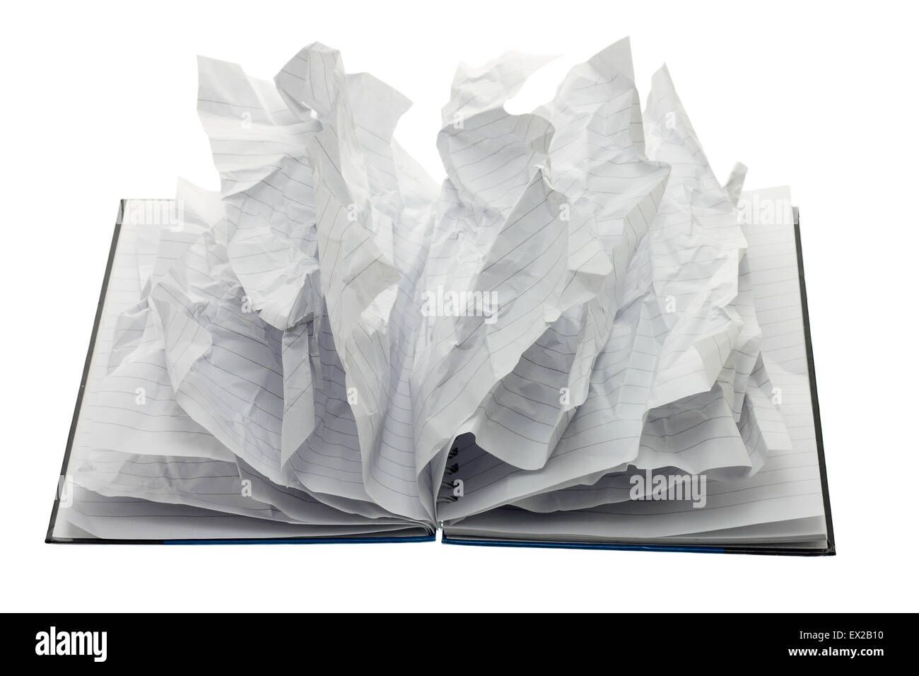 Notebook con pagine spiegazzato Foto Stock