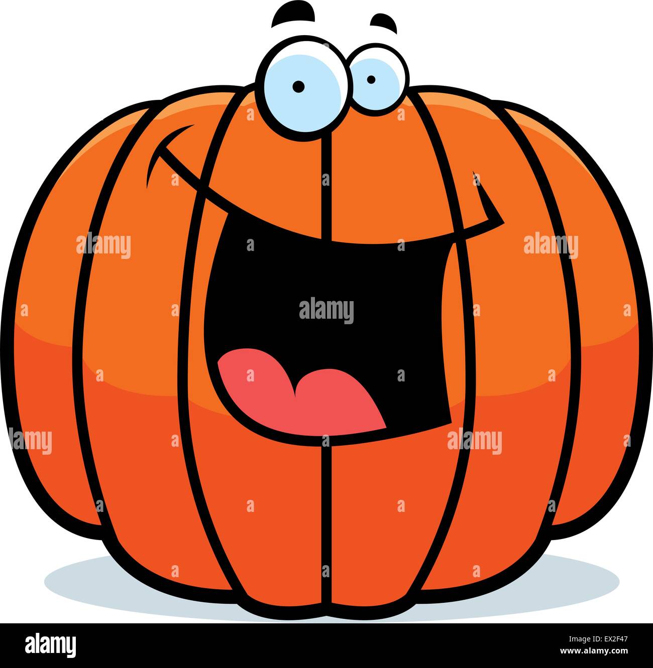 Un cartoon arancione zucca sorridente e felice. Illustrazione Vettoriale