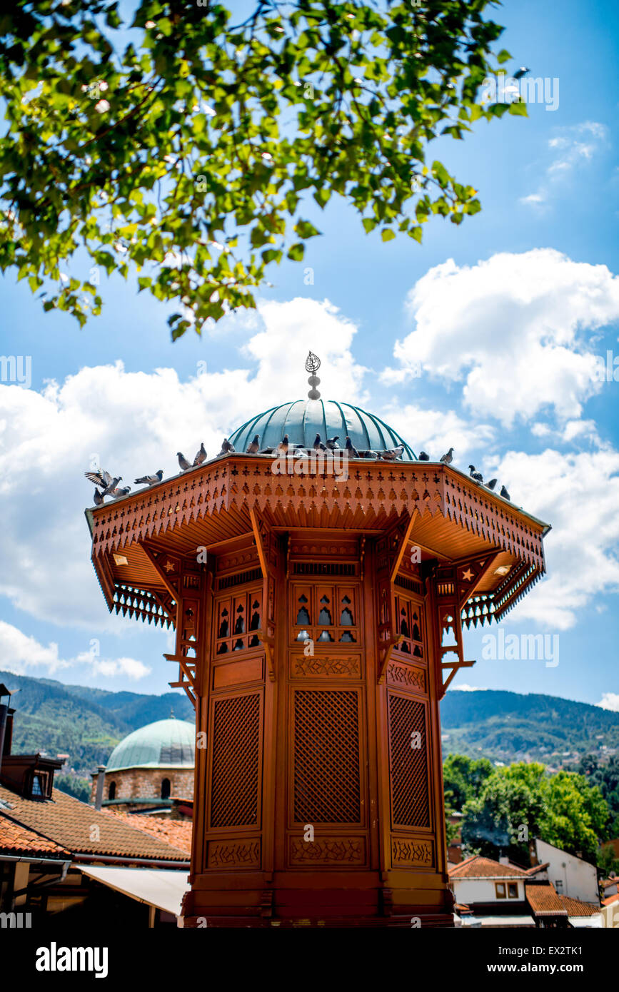Fontana storica a Sarajevo Foto Stock