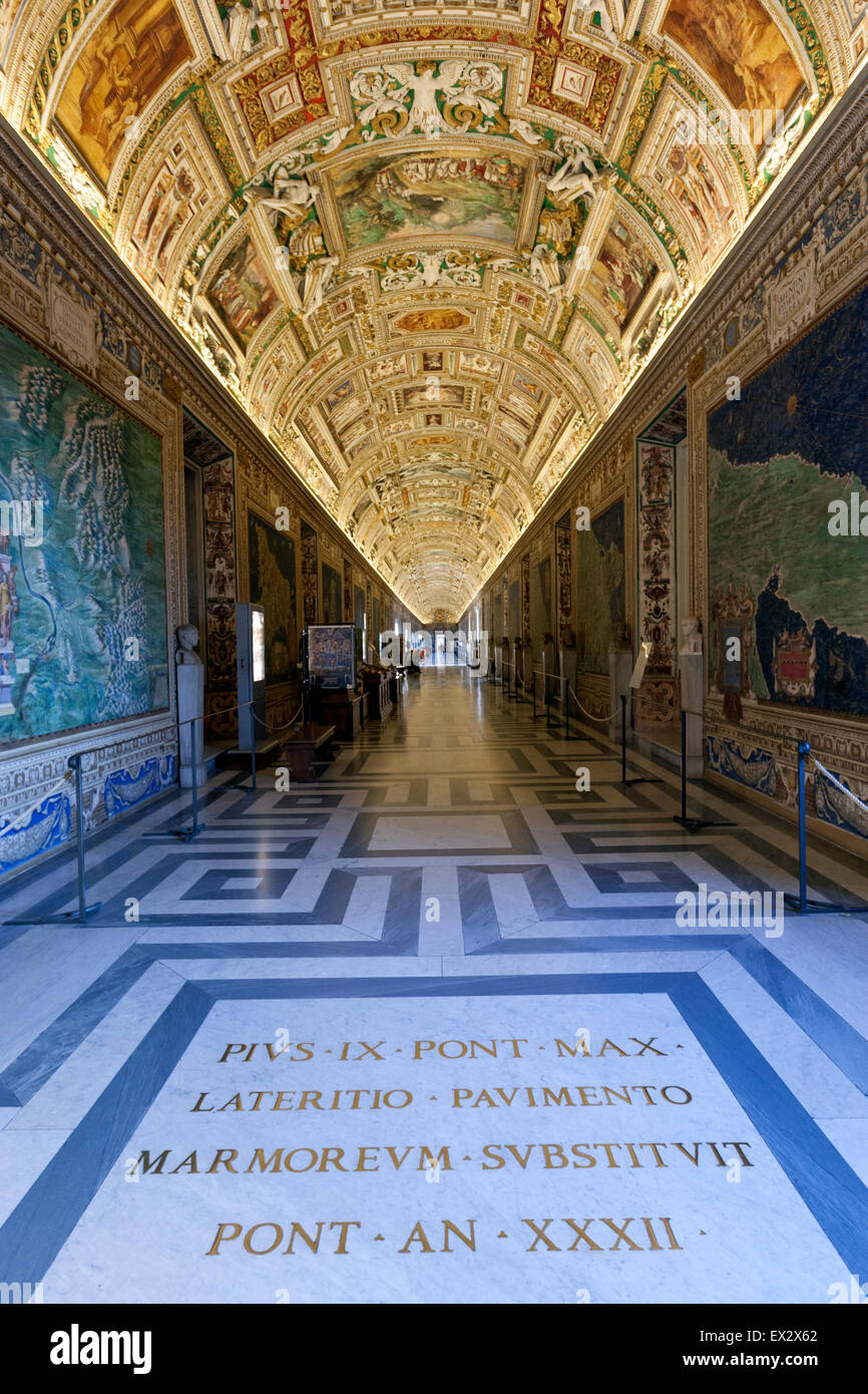 La galleria di mappe, Galleria delle carte geografiche, una mappa Galleria sul lato ovest dei Musei Vaticani Foto Stock