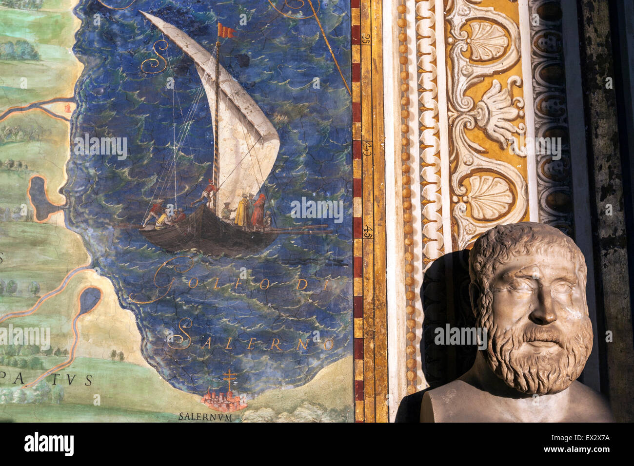 La galleria di mappe, Galleria delle carte geografiche, una mappa Galleria sul lato ovest dei Musei Vaticani Foto Stock