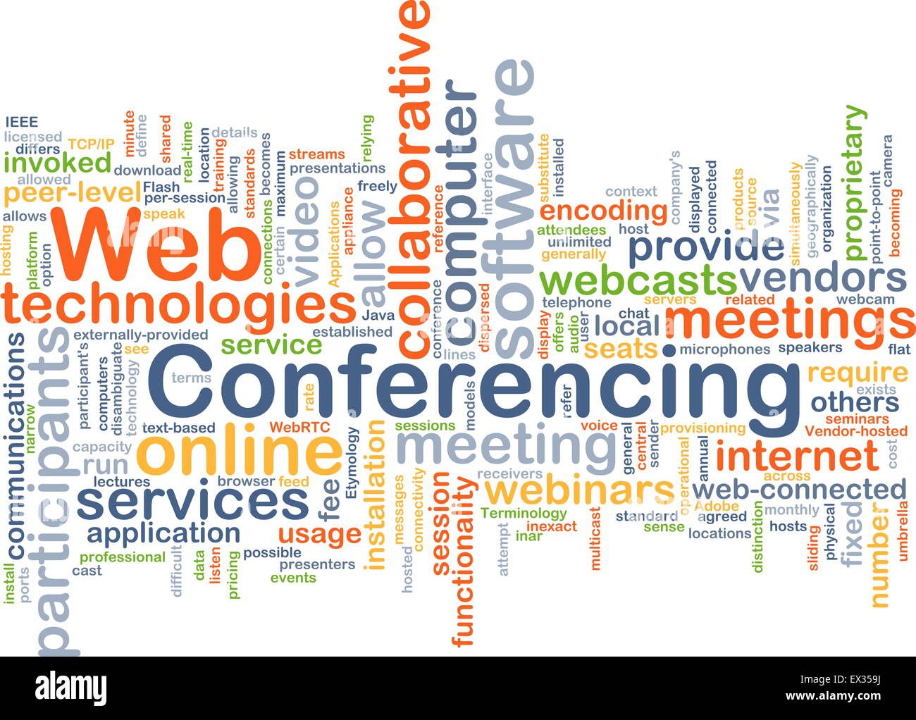 Concetto di sfondo wordcloud illustrazione delle conferenze Web Foto Stock