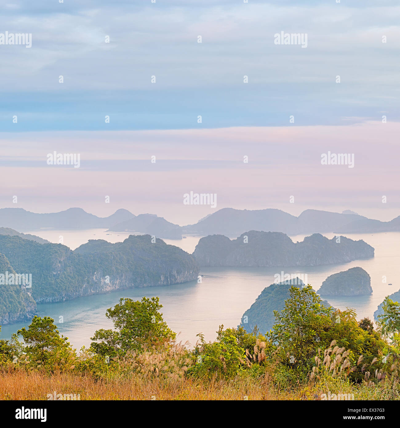 Vista panoramica della baia di Halong Foto Stock