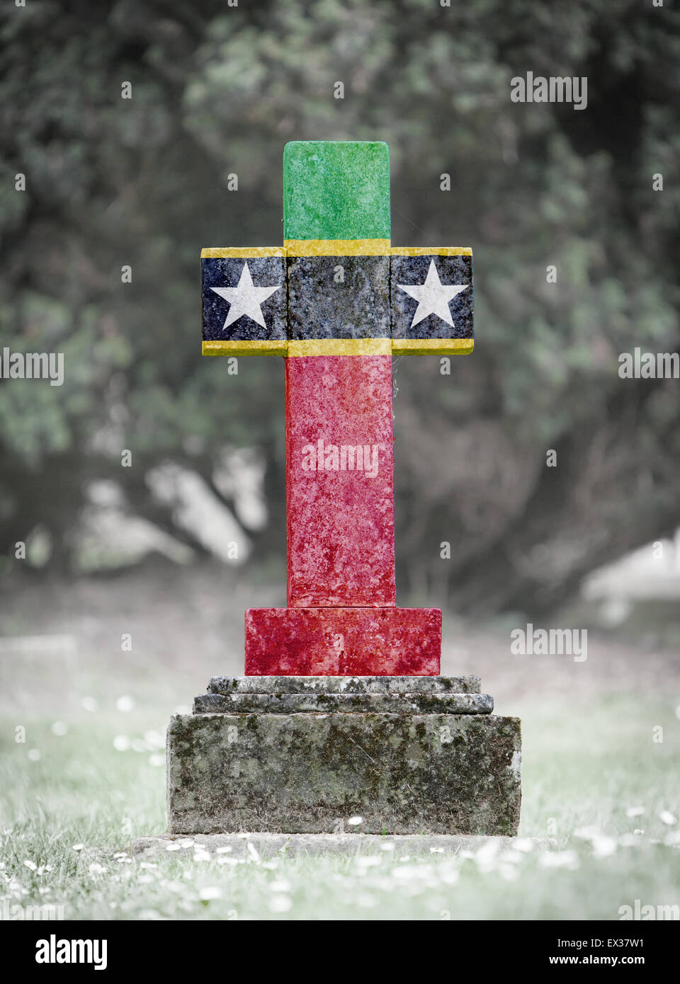 Vecchio weathered lapidi del cimitero - Saint Kitts e Nevis Foto Stock