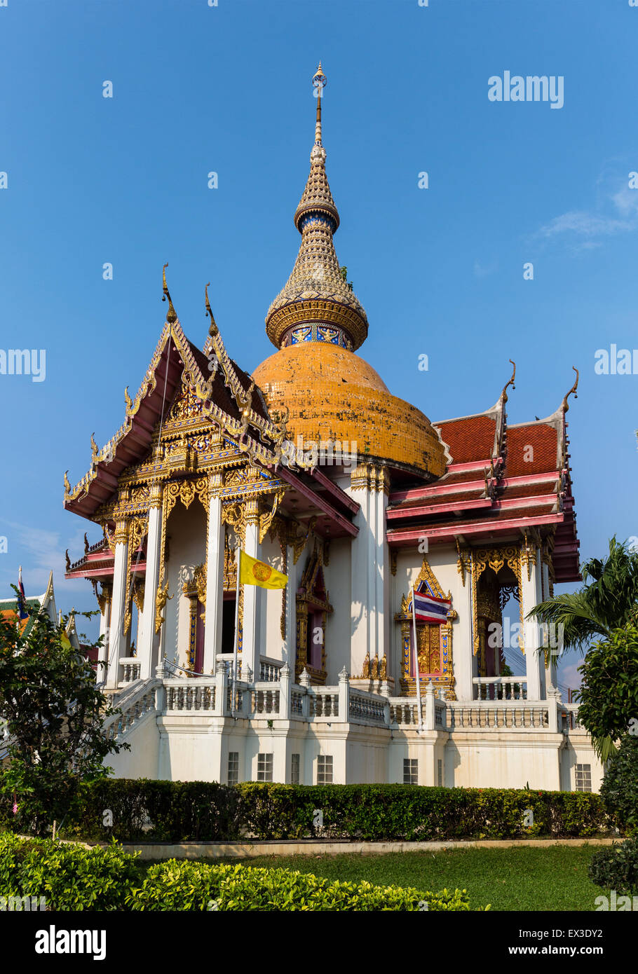 Wat Chaimongkol, Wat Jai Chai Mongkol tempio, Pattaya, Chon Buri Provincia, Thailandia Foto Stock