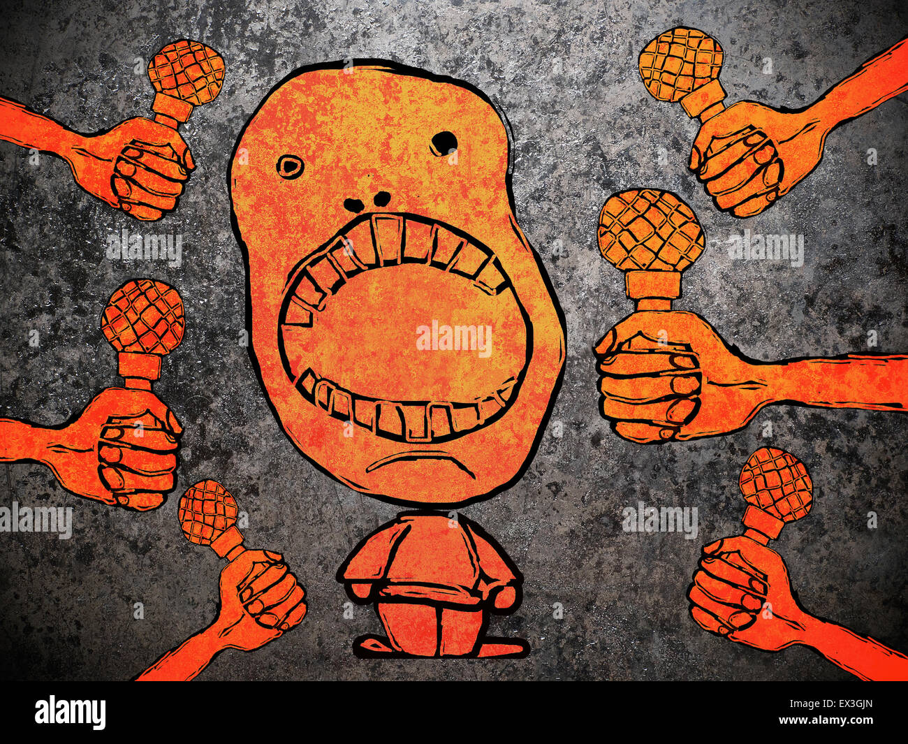 Parlando ai media illustrazione concept Foto Stock