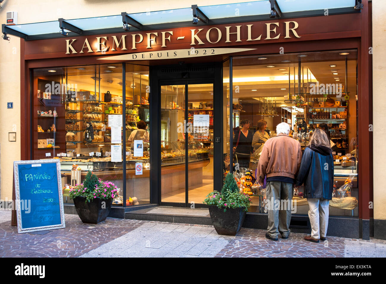 LUX, Lussemburgo, città del Lussemburgo, delicatessen store Kaempff-Kohler al Grand-Rue. LUX, Lussemburgo, Stadt Luxemburg, Feink Foto Stock