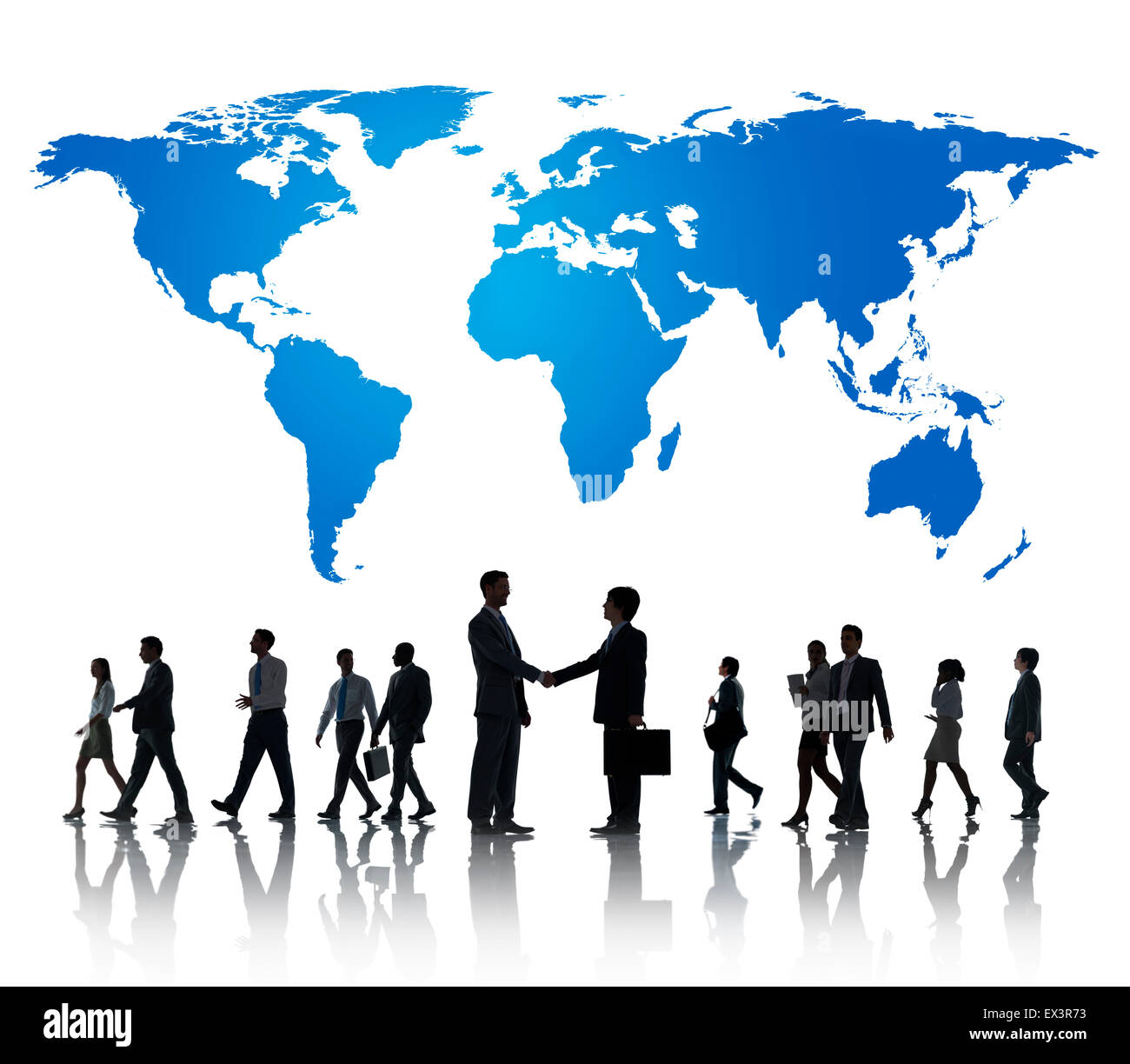 Silhouette Business persone incontro di discussione Cityscape concetto del Team Foto Stock