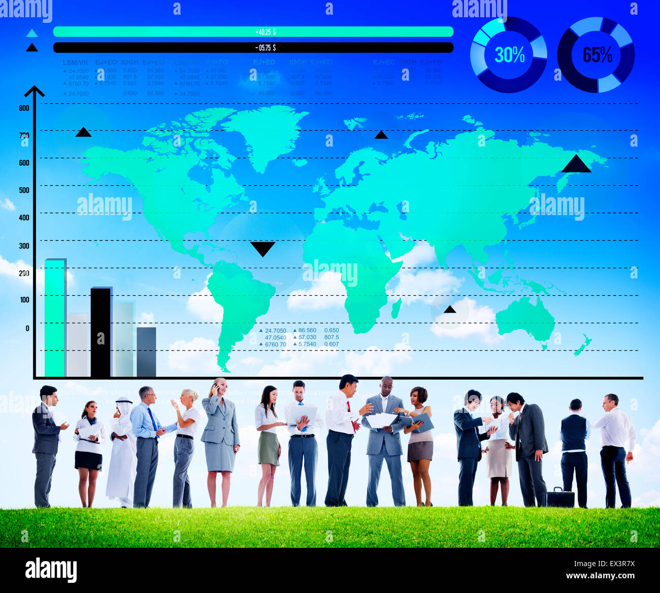 Global Business grafico mondo di crescita di mappa concettuale Foto Stock