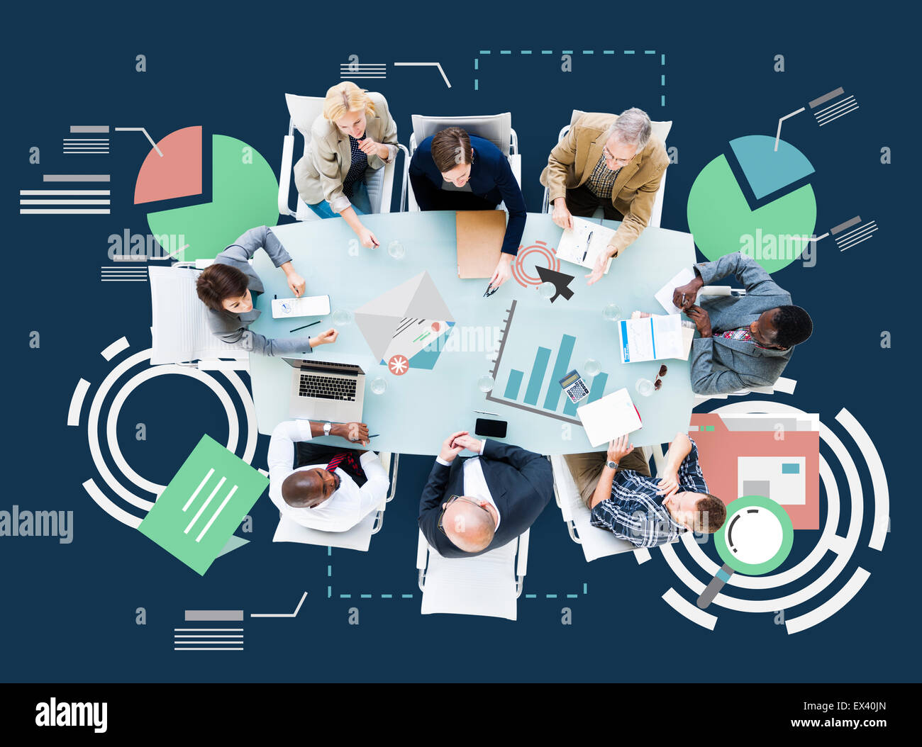 Sale riunioni informazioni statistiche report Analisi del concetto Foto Stock