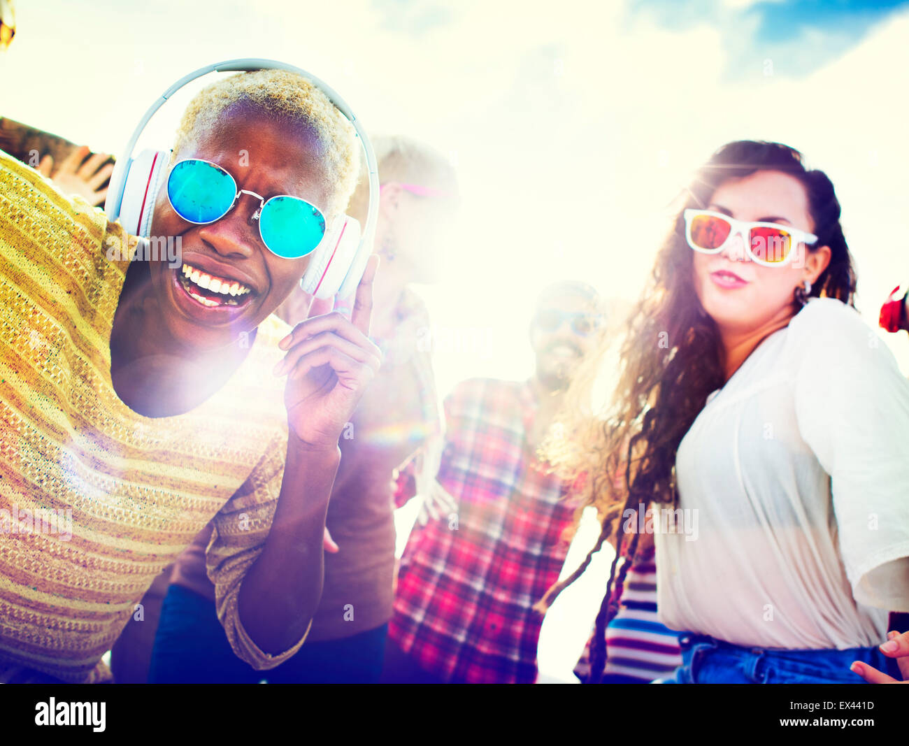 Gli adolescenti amici Beach Party felicità Concept Foto Stock