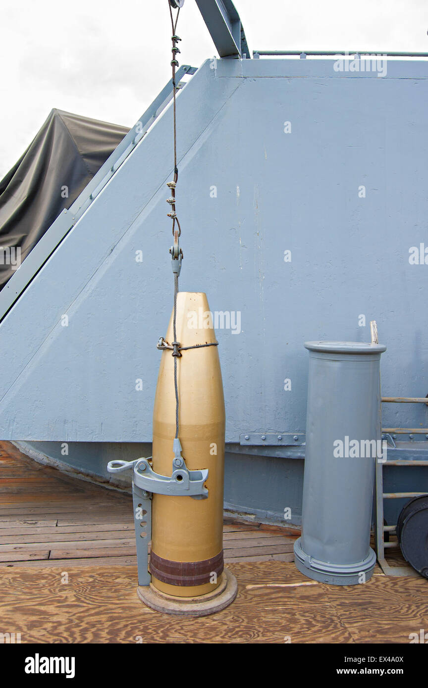 La nave da guerra USS Iowa, San Pedro in California Foto Stock