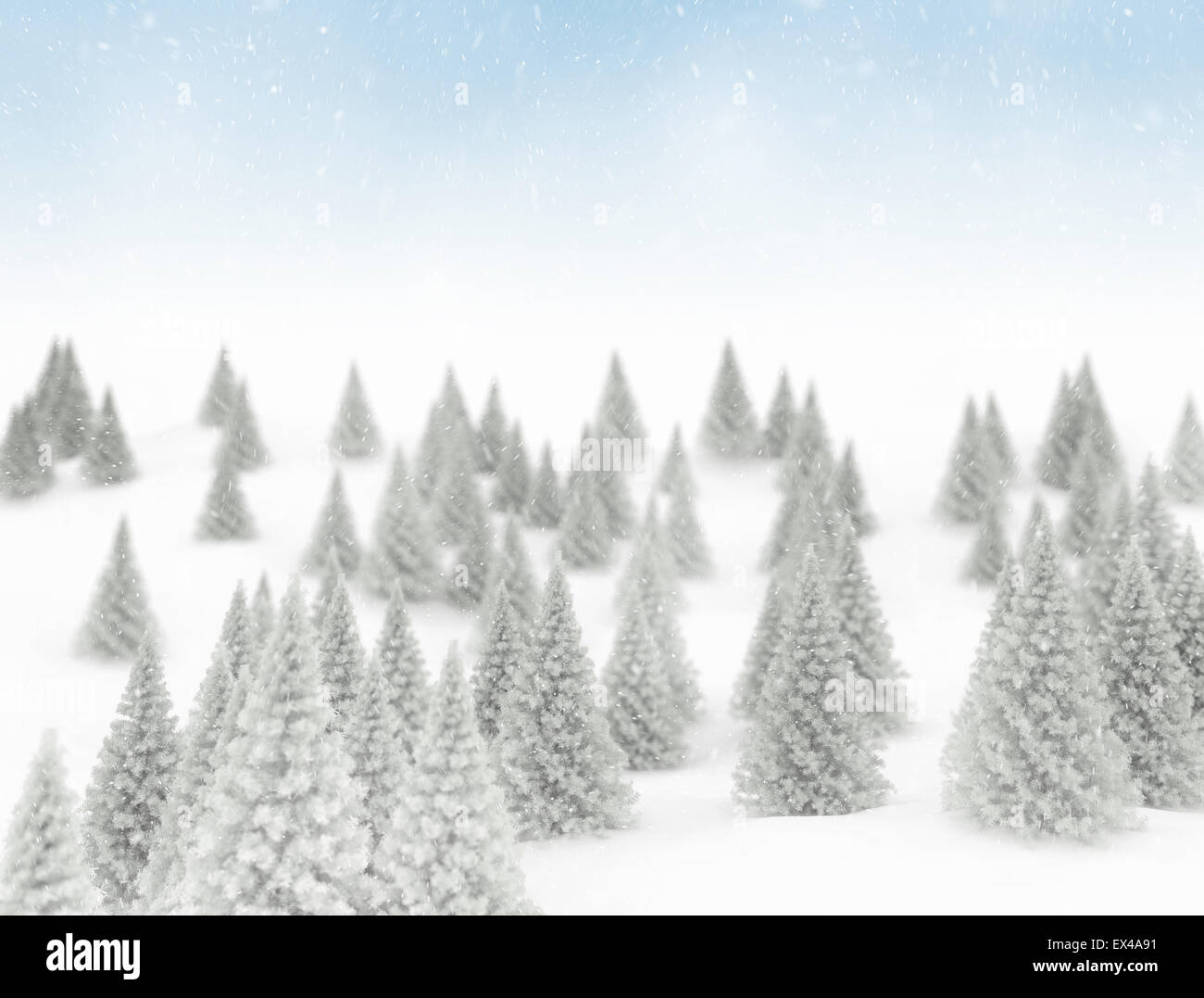 Inverno sfondo. Montagne e alberi di pino Foto Stock