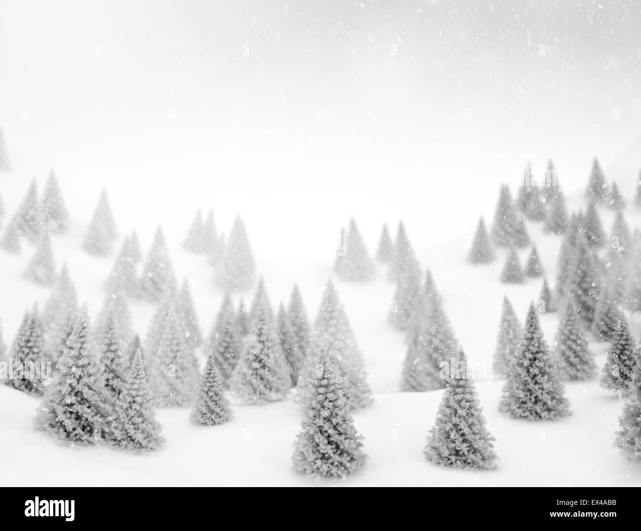 Inverno sfondo. Montagne e alberi di pino Foto Stock