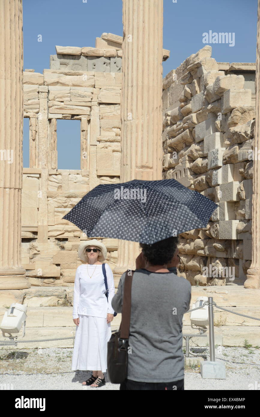 Atene Grecia Partenone sito turistico colonne Greche Foto Stock