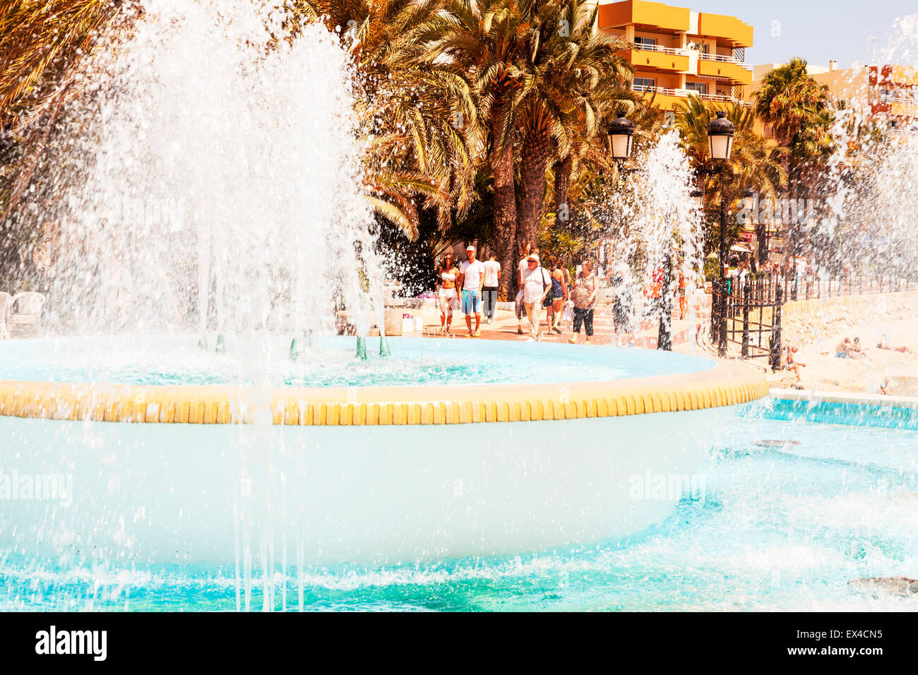 Fontana a Santa Eulalia Del Rio Ibiza spagna spagnolo resort casa vacanze Foto Stock