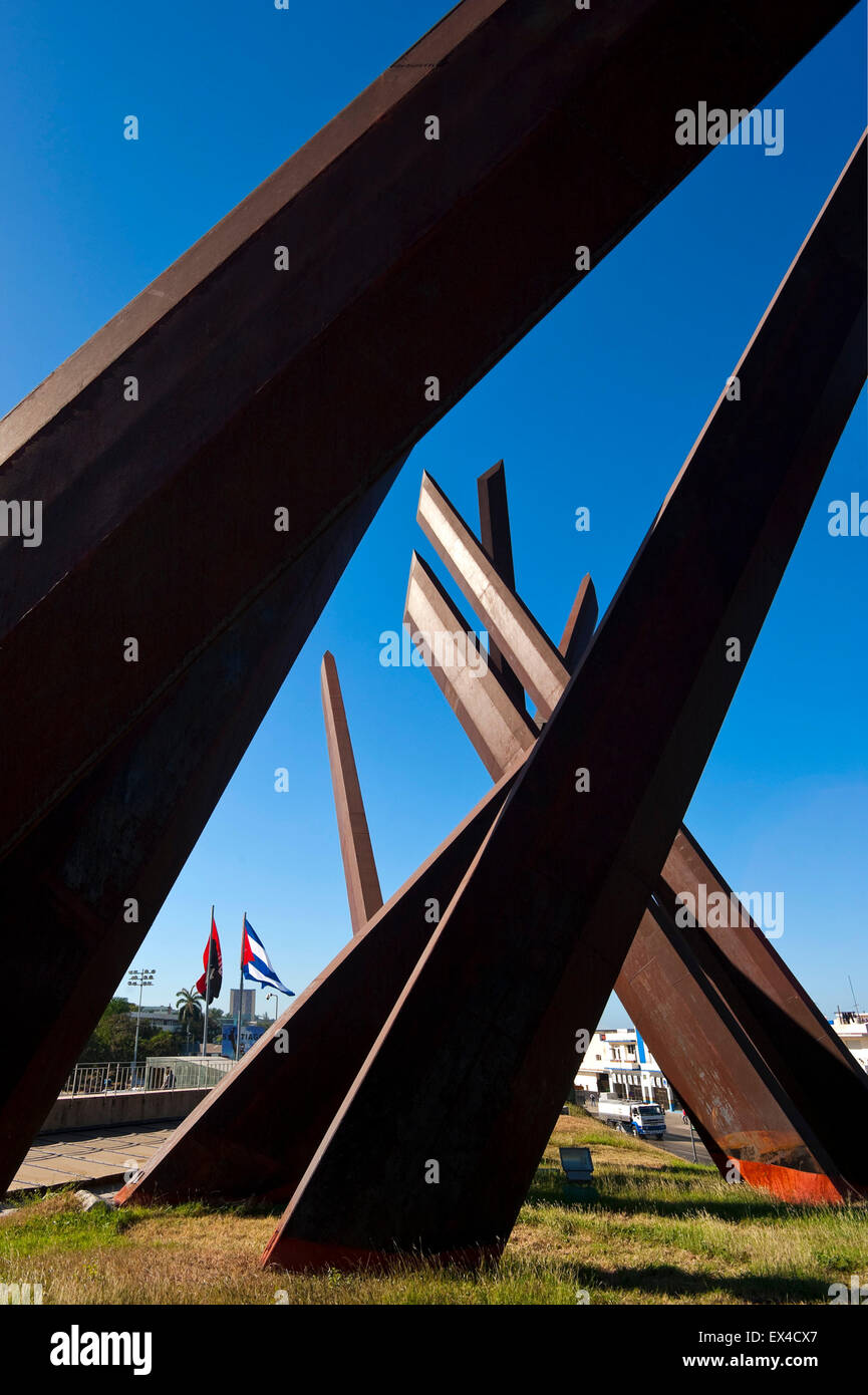 Chiudere verticale fino a Antonio Maceo di Piazza della Rivoluzione a Santiago de Cuba, Cuba. Foto Stock