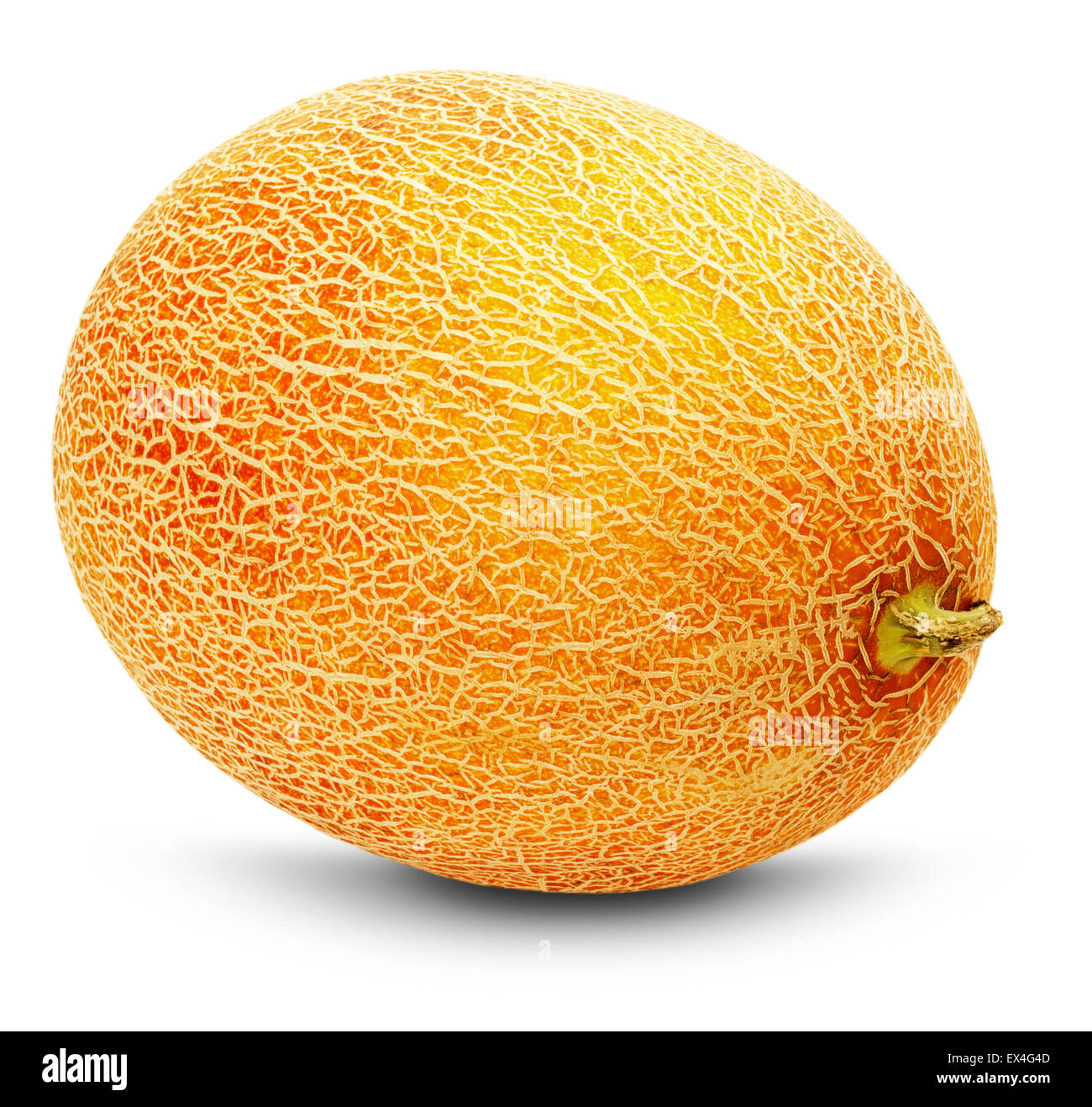 Mature melone giallo su sfondo bianco. Foto Stock