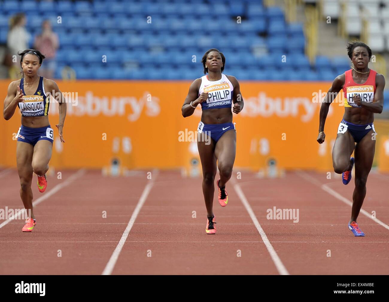 Asha Philip. Womens 100m. British Athletics Championships. Alexander Stadium, Perry Barr, Birmingham, Inghilterra, Regno Unito. 05/07/2015. Foto Stock