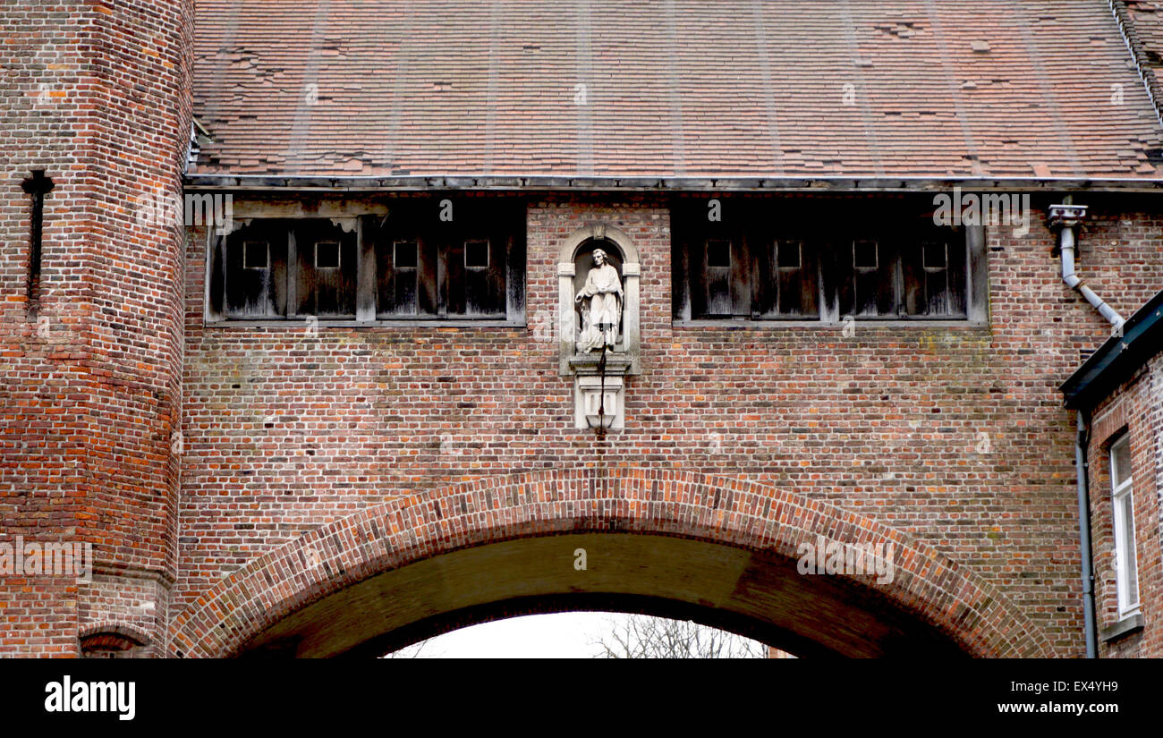 Architettura storica dettagli in Brugge Belgio Foto Stock