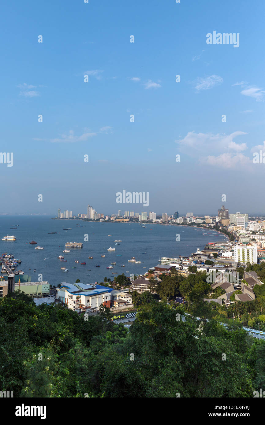 Cityscape, Pattaya Bay, Pattaya, Chon Buri Provincia, Thailandia Foto Stock