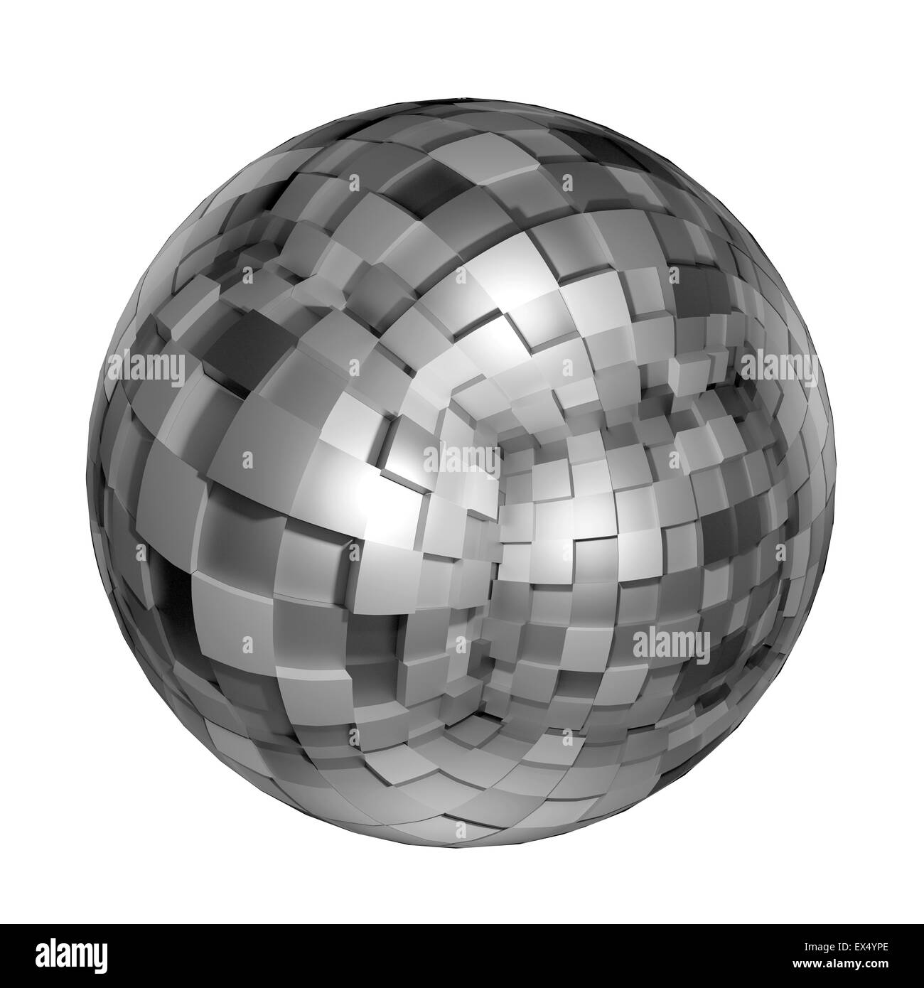 3D rendering di una sfera con una riflessione di cubetti Foto Stock 3D rendering di una sfera con una riflessione di cubetti Foto Stock