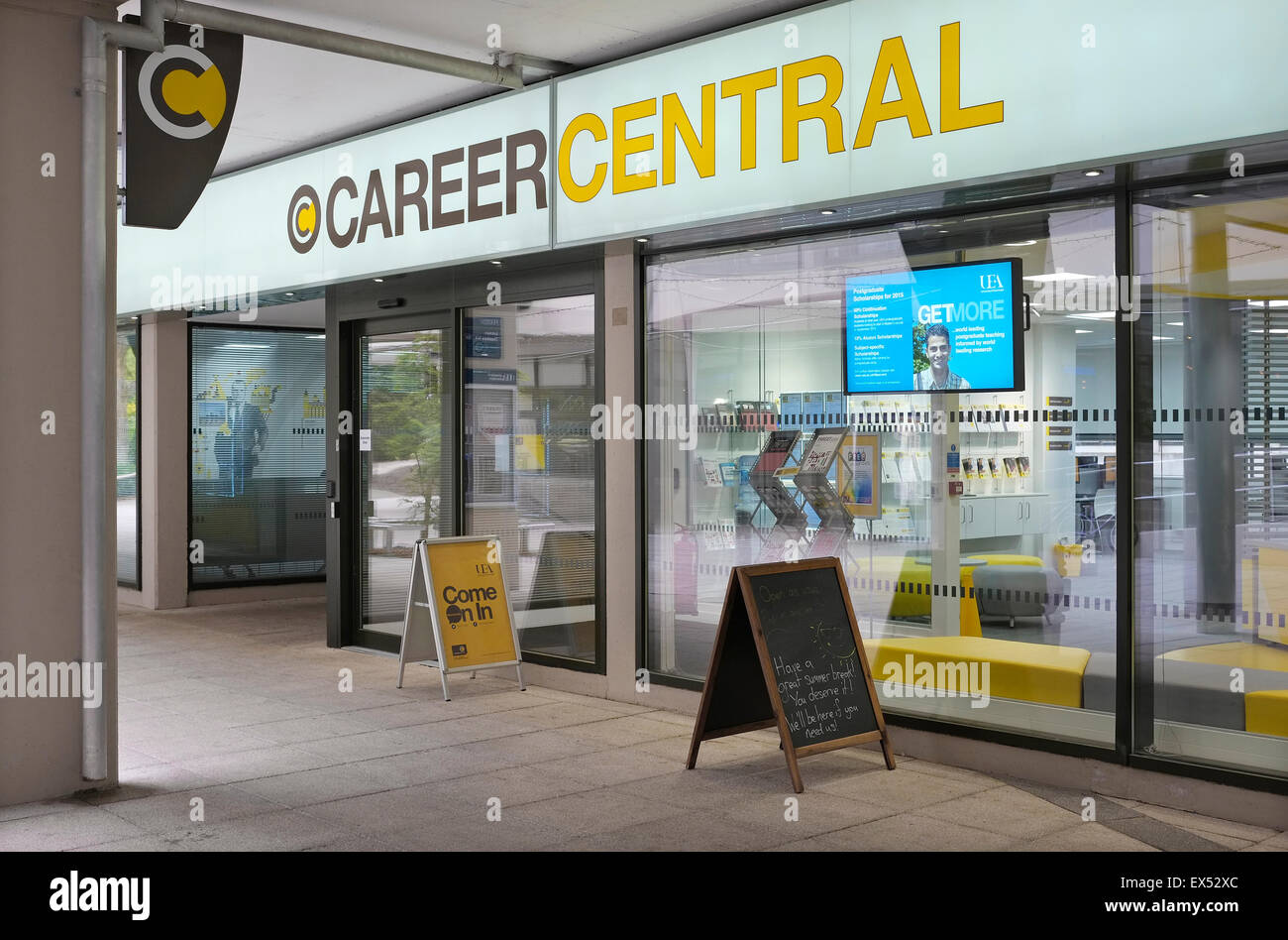 Carriera ufficio centrale, UEA, Norwich, Norfolk, Inghilterra Foto Stock