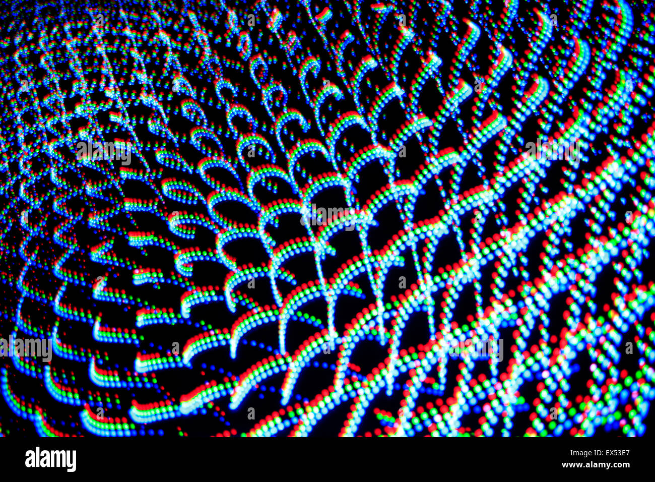 Motion Blur immagine del mixer audio console led di filatura. Foto Stock