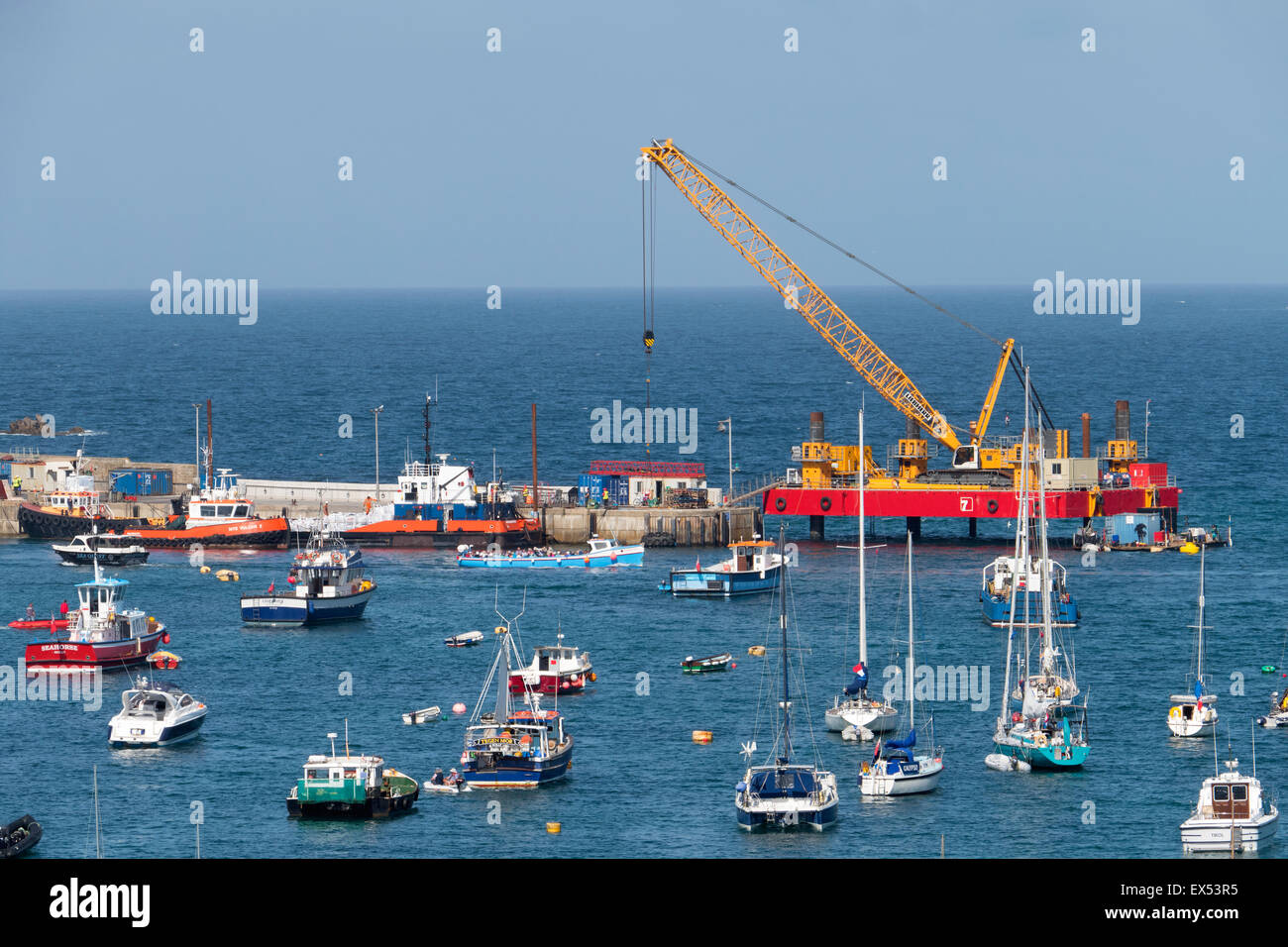 St Marys Quay estensione funziona in corso, isole Scilly, Cornwall Inghilterra. Foto Stock