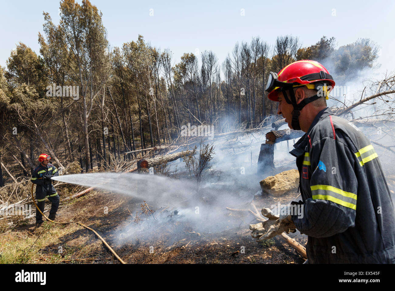 Fireman funzionante. Il biota village. Provincia di Saragozza. Aragón. Spagna Foto Stock