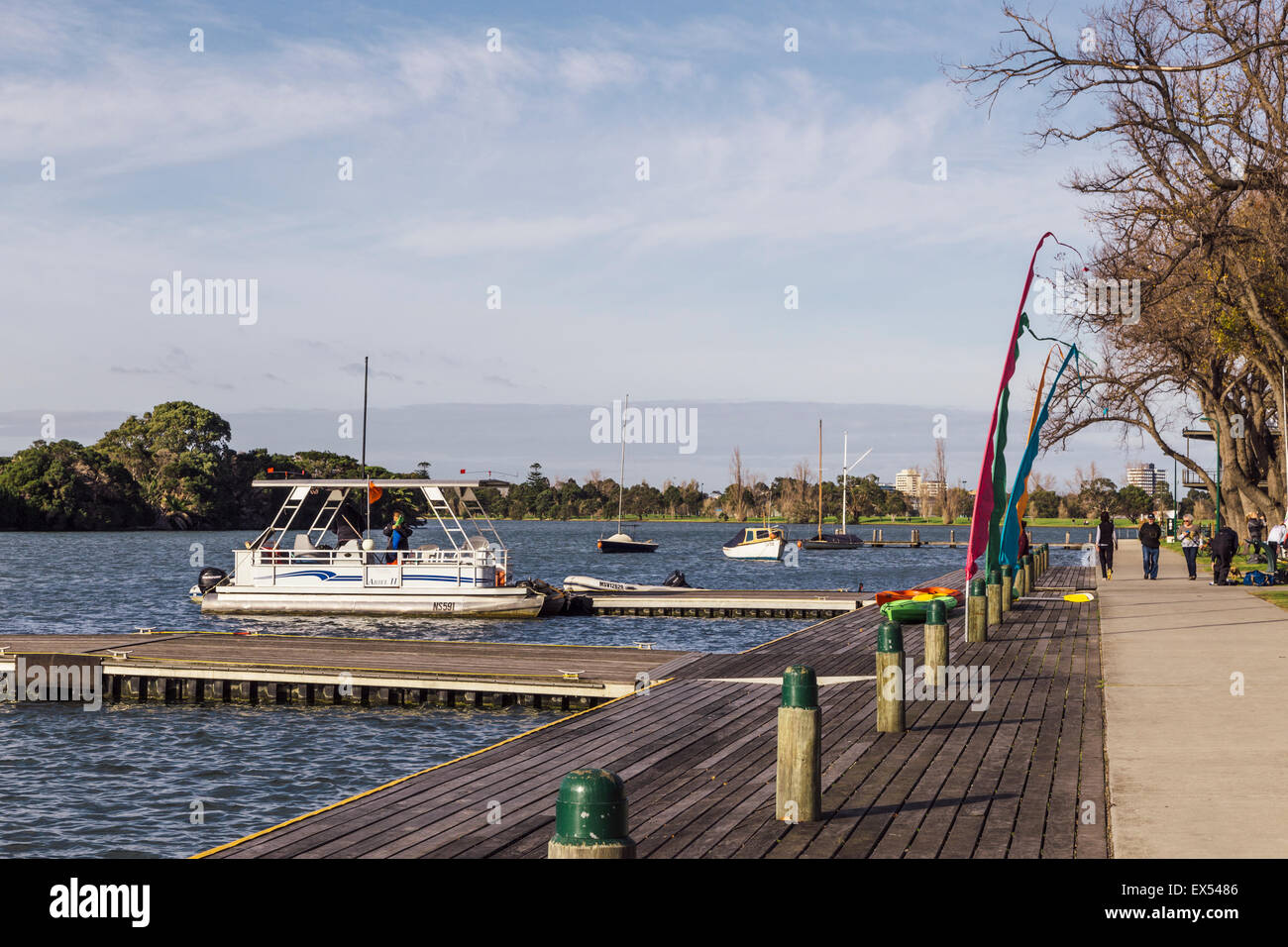 Yacht club e noleggio barche, Albert Park Lake, Melbourne, Victoria, Australia Foto Stock